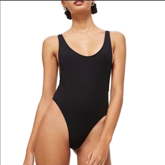 1 XS Left! Black Ribbed Bodysuit - Picture 2 of 8